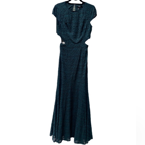 NWT Lovely Allure Dark Teal Lace Short Sleeve Maxi Dress - Picture 9 of 9